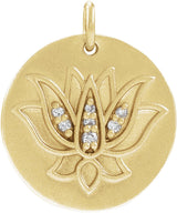 14K Gold Lotus Necklace or Pendant - Yellow Gold