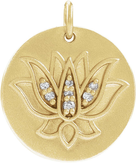 14K Gold Lotus Necklace or Pendant - Yellow Gold