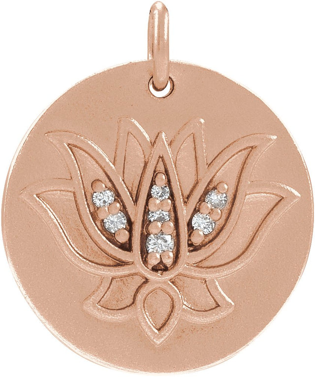 14K Gold Lotus Necklace or Pendant - Rose Gold