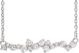 14K Gold Scattered Bar Necklace - White Gold