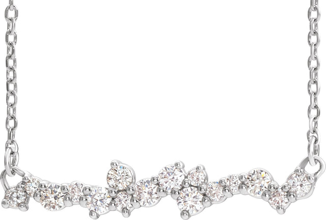 Platinum Scattered Bar Necklace