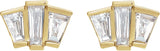 14K Gold Tapered Baguette Natural Diamond Geometric Cluster Earrings - Yellow Gold - view 2