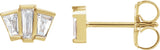 14K Gold Tapered Baguette Natural Diamond Geometric Cluster Earrings - Yellow Gold