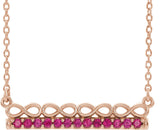 14K Gold Round Natural Ruby Infinity-Inspired Bar Necklace - Rose Gold