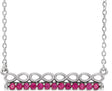 Platinum Round Natural Ruby Infinity-Inspired Bar Necklace