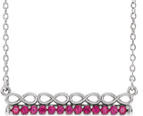 14K Gold Round Natural Ruby Infinity-Inspired Bar Necklace - White Gold
