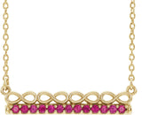 14K Gold Round Natural Ruby Infinity-Inspired Bar Necklace - Yellow Gold