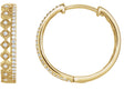 14K Gold Round Natural Diamond Geometric Hoop Earrings – 0.9mm Stones - Yellow Gold