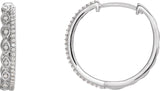 14K Gold Round Natural Diamond Geometric Hoop Earrings II - White Gold
