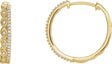 14K Gold Round Natural Diamond Geometric Hoop Earrings II - Yellow Gold