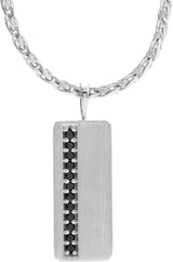 14K Gold Round Natural Black Diamond Geometric Necklace or Pendant - White Gold
