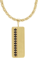 14K Gold Round Natural Black Diamond Geometric Necklace or Pendant - Yellow Gold