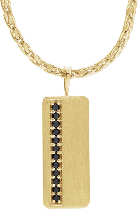 14K Gold Round Natural Black Diamond Geometric Necklace or Pendant - Yellow Gold