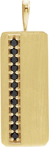 14K Gold Round Natural Black Diamond Geometric Necklace or Pendant - Yellow Gold