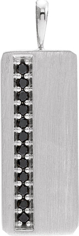 14K Gold Round Natural Black Diamond Geometric Necklace or Pendant - White Gold