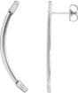 14K Gold Tapered Baguette Natural Diamond Baguette Accented Curved Bar Earrings - White Gold