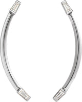 14K Gold Tapered Baguette Natural Diamond Baguette Accented Curved Bar Earrings - White Gold - view 2