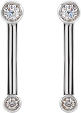 Platinum Round Natural Diamond Bezel-Set Bar Earrings – 2.7mm Stones - view 2