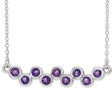 Platinum Round Natural Amethyst Bezel-Set Bar Necklace