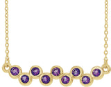 14K Gold Round Natural Amethyst Bezel-Set Bar Necklace - Yellow Gold