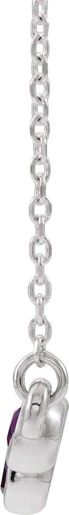 Platinum Round Natural Amethyst Bezel-Set Bar Necklace - view 2