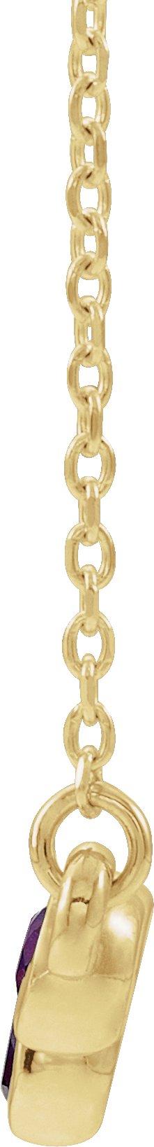 14K Gold Round Natural Amethyst Bezel-Set Bar Necklace - Yellow Gold - view 2