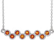 14K Gold Round Natural Citrine Bezel-Set Bar Necklace - White Gold