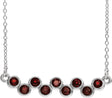 Platinum Round Natural Mozambique Garnet Bezel-Set Bar Necklace