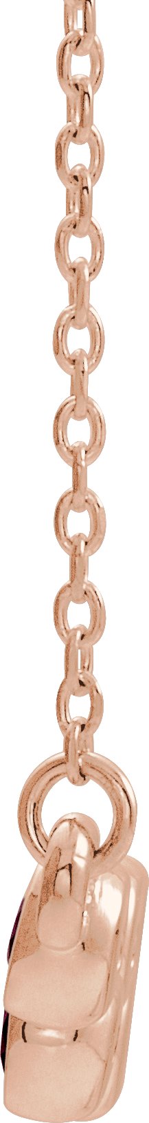 14K Gold Round Natural Mozambique Garnet Bezel-Set Bar Necklace - Rose Gold - view 2
