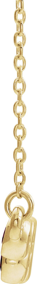14K Gold Round Natural Mozambique Garnet Bezel-Set Bar Necklace - Yellow Gold - view 2