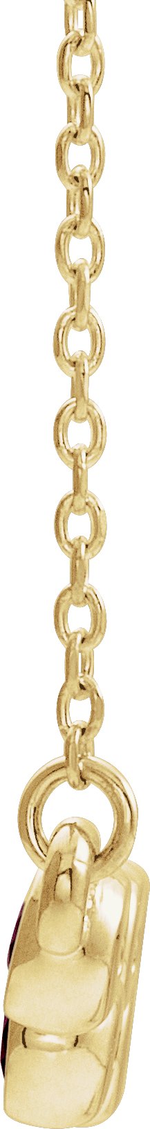 14K Gold Round Natural Mozambique Garnet Bezel-Set Bar Necklace - Yellow Gold - view 2