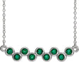 14K Gold Round Lab-Grown Emerald Bezel-Set Bar Necklace - White Gold