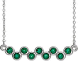 14K Gold Round Lab-Grown Emerald Bezel-Set Bar Necklace - White Gold
