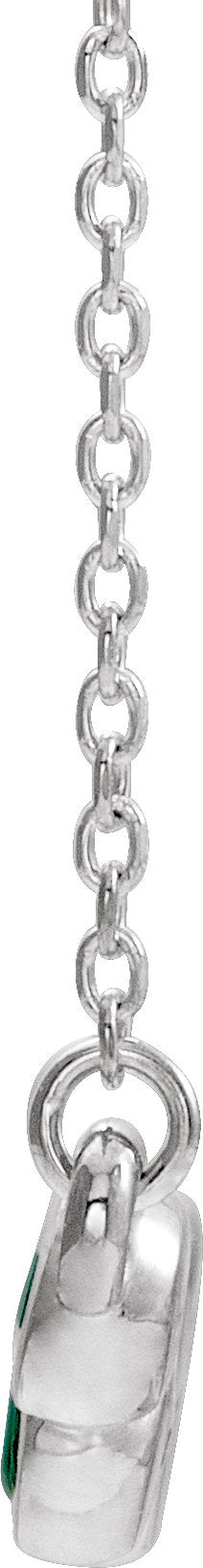 Platinum Round Lab-Grown Emerald Bezel-Set Bar Necklace - view 2