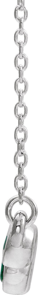 14K Gold Round Lab-Grown Emerald Bezel-Set Bar Necklace - White Gold - view 2