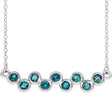Platinum Round Natural Aquamarine Bezel-Set Bar Necklace