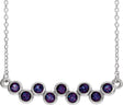 14K Gold Round Natural Alexandrite Bezel-Set Bar Necklace - White Gold