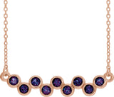 14K Gold Round Natural Alexandrite Bezel-Set Bar Necklace - Rose Gold