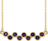 14K Gold Round Lab-Grown Alexandrite Bezel-Set Bar Necklace - Yellow Gold
