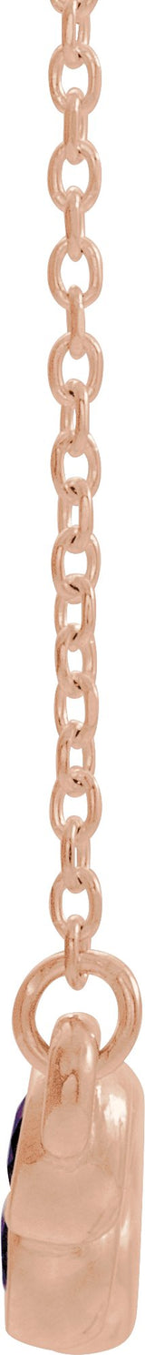 14K Gold Round Lab-Grown Alexandrite Bezel-Set Bar Necklace - Rose Gold - view 2