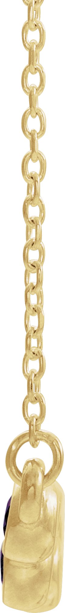 14K Gold Round Natural Alexandrite Bezel-Set Bar Necklace - Yellow Gold - view 2