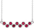 Platinum Round Natural Ruby Bezel-Set Bar Necklace