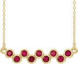 14K Gold Round Lab-Grown Ruby Bezel-Set Bar Necklace - Yellow Gold