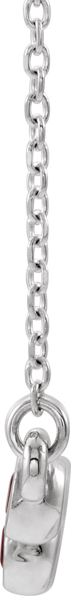 14K Gold Round Lab-Grown Ruby Bezel-Set Bar Necklace - White Gold - view 2