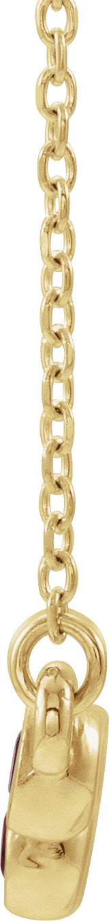 14K Gold Round Lab-Grown Ruby Bezel-Set Bar Necklace - Yellow Gold - view 2
