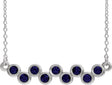 14K Gold Round Natural Blue Sapphire Bezel-Set Bar Necklace - White Gold