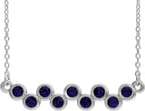 14K Gold Round Lab-Grown Blue Sapphire Bezel-Set Bar Necklace - White Gold