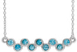 Platinum Round Natural Blue Zircon Bezel-Set Bar Necklace
