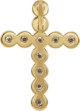14K Gold Round Natural Diamond Bezel-Set Cross Necklace or Pendant – up to 1/4 CTW - Yellow Gold - view 3