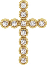 14K Gold Round Natural Diamond Bezel-Set Cross Necklace or Pendant – up to 1/4 CTW - Yellow Gold